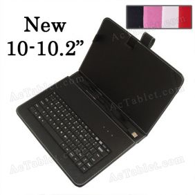 Leather Keyboard Case for Sanei N10 (Ampe A10) Deluxe AllWinner A10 Tablet PC 10.1 Inch