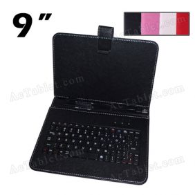 Leather Keyboard & Case for KO M10 RK3026 Dual Core 9 Inch Tablet PC